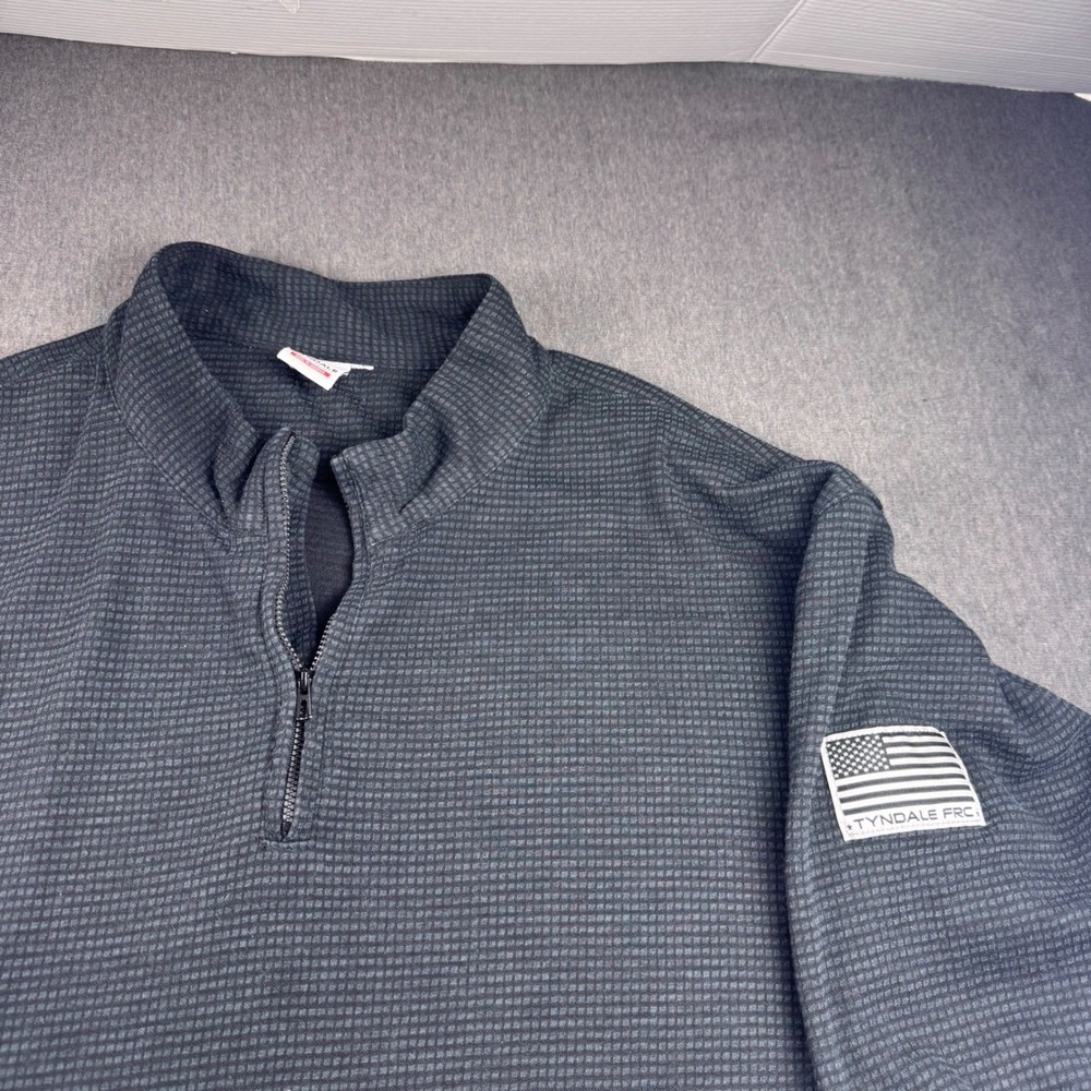 Tyndale FRC Mens Charcoal Grey Waffle Knit FR CAT2 Quarter Zip Pullover Made USA